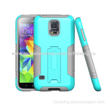 With Foldable Kickstand PC+Silicone 2 in 1 Case For Samsung Galaxy S5